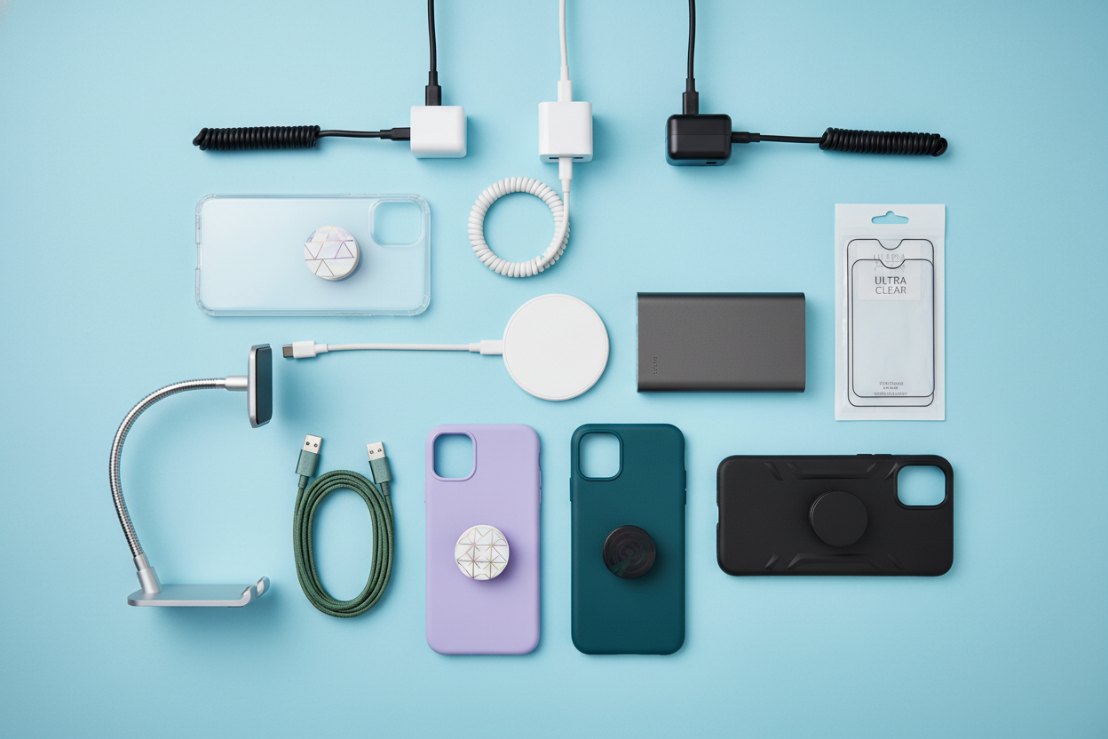 Latest electronics and tech gadgets including wireless chargers, phone accessories, and smart devices.