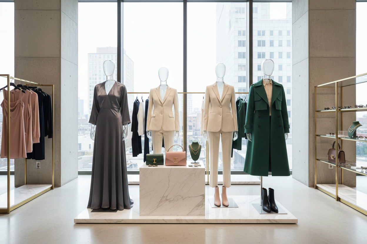 Trendy fashion collection featuring clothing, shoes, and accessories for men and women.