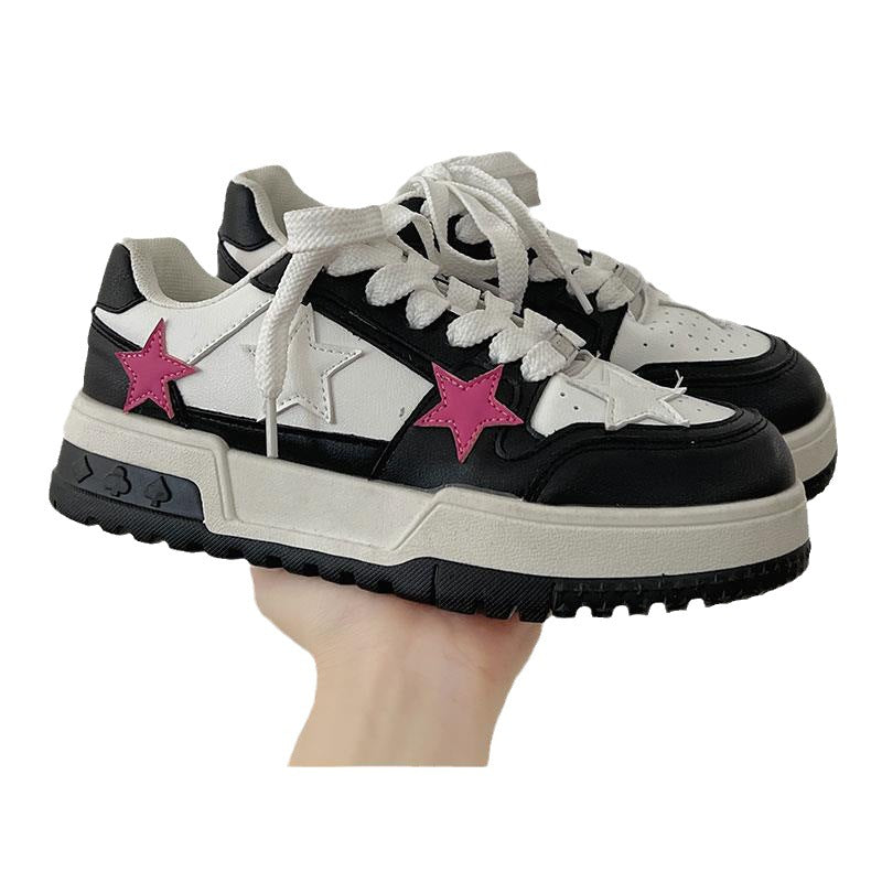 Women Korean Style Round Toe High-end Versatile Low-top Sneakers