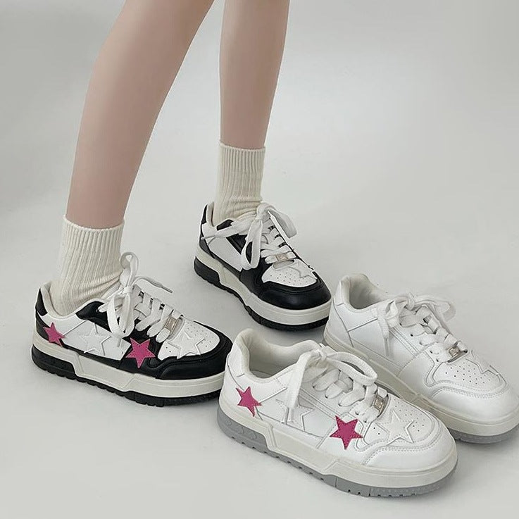 Women Korean Style Round Toe High-end Versatile Low-top Sneakers