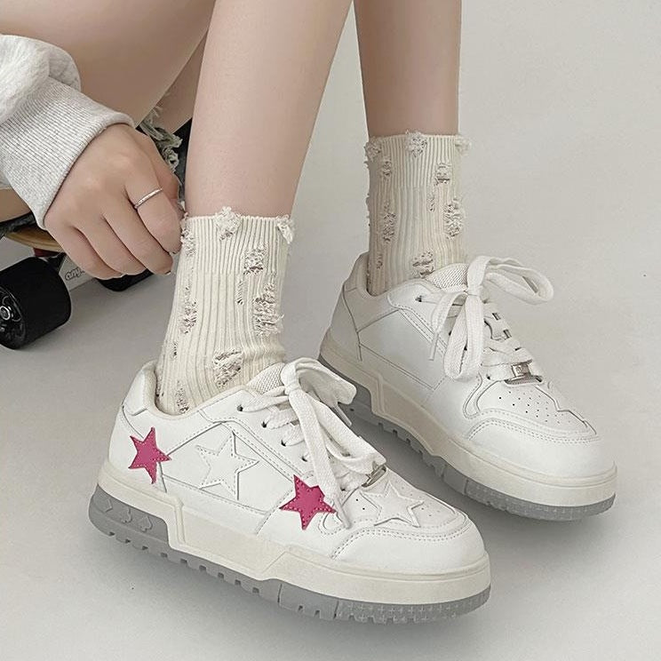 Women Korean Style Round Toe High-end Versatile Low-top Sneakers